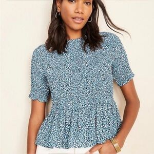 Ann Taylor Blue Floral Blouse